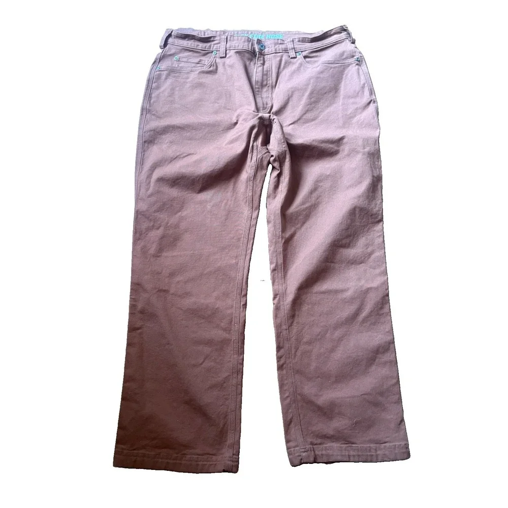 Duluth Trading Co Mens Flex Fire Hose Work Pants Brown 38x30 Relaxed Fit